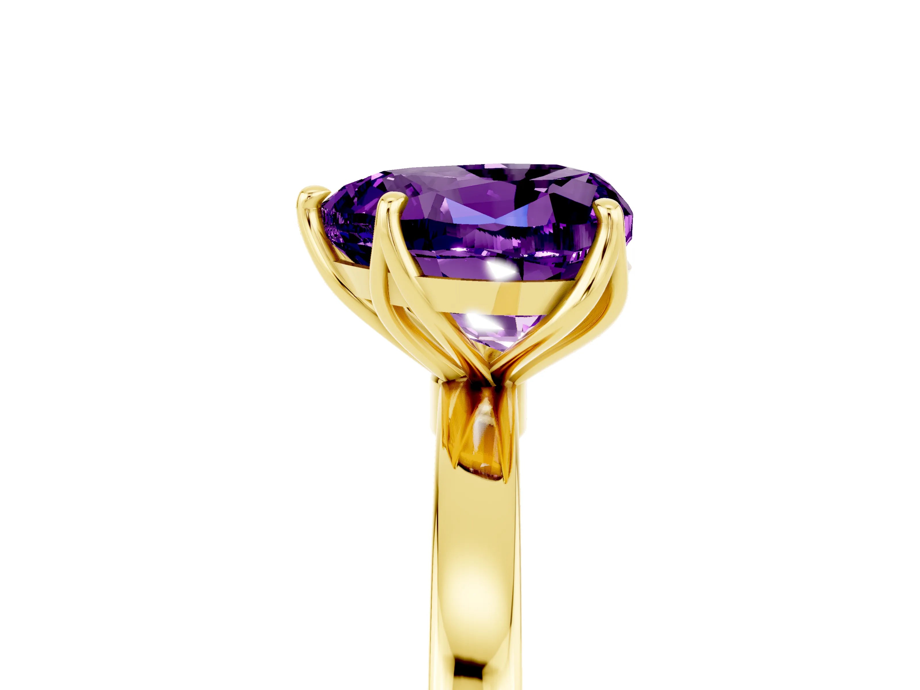 Yellow gold Heart Cut Solitaire Diamond Ring with Thin Band and Four-Prong Setting_5