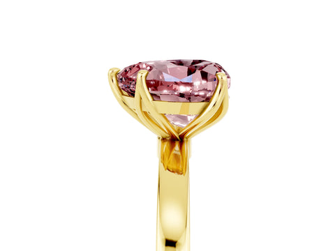 Yellow gold Heart Cut Solitaire Diamond Ring with Thin Band and Four-Prong Setting_5
