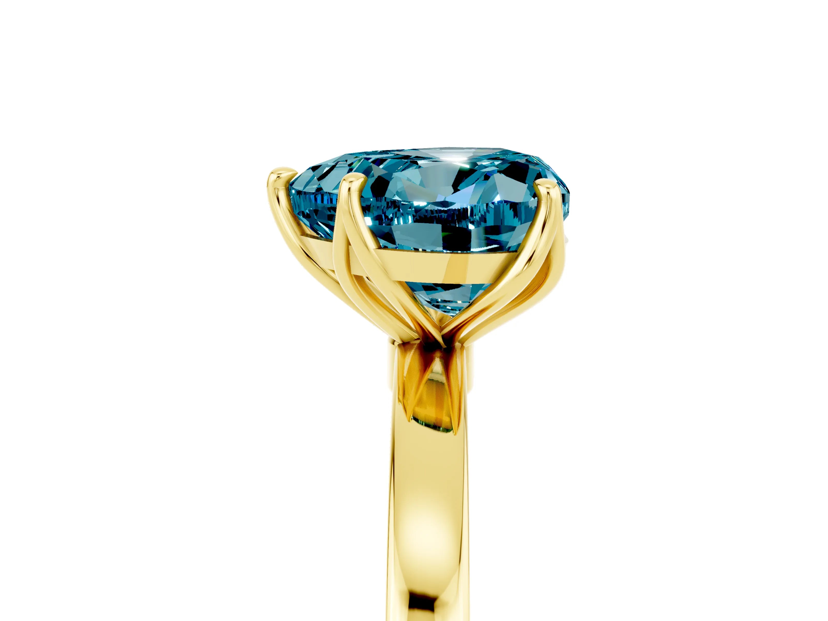 Yellow gold Heart Cut Solitaire Diamond Ring with Thin Band and Four-Prong Setting_5
