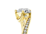 Yellow gold Heart Cut Solitaire Diamond Twist Band with Pavé Setting and Four-Prong Setting_12