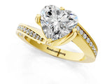 Yellow gold Heart Cut Solitaire Diamond Twist Band with Pavé Setting and Four-Prong Setting_8