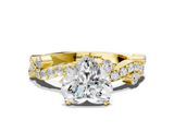 Yellow gold Heart Cut Solitaire Diamond Twisted Band with Pave Setting_55