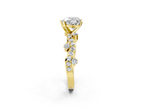 Yellow gold Heart Cut Solitaire Diamond Twisted Band with Pave Setting_56