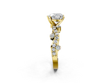 Yellow gold Heart Cut Solitaire Diamond Twisted Band with Pave Setting_57