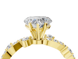 Yellow gold Heart Cut Solitaire Diamond Twisted Band with Pave Setting_59