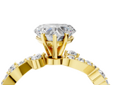 Yellow gold Heart Cut Solitaire Diamond Twisted Band with Pave Setting_60