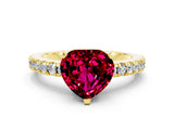 Yellow gold Heart Cut Solitaire Diamond with Pavé Band and Four-Prong Setting
