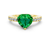 Yellow gold Heart Cut Solitaire Diamond with Pavé Band and Four-Prong Setting