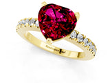 Yellow gold Heart Cut Solitaire Diamond with Pavé Band and Four-Prong Setting_1