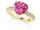Yellow gold Heart Cut Solitaire Diamond with Pavé Band and Four-Prong Setting_1