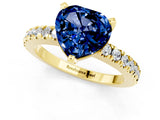 Yellow gold Heart Cut Solitaire Diamond with Pavé Band and Four-Prong Setting_1