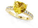 Yellow gold Heart Cut Solitaire Diamond with Pavé Band and Four-Prong Setting_1