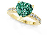 Yellow gold Heart Cut Solitaire Diamond with Pavé Band and Four-Prong Setting_1