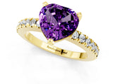 Yellow gold Heart Cut Solitaire Diamond with Pavé Band and Four-Prong Setting_1