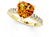 Yellow gold Heart Cut Solitaire Diamond with Pavé Band and Four-Prong Setting_1