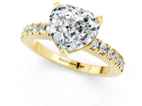 Yellow gold Heart Cut Solitaire Diamond with Pavé Band and Four-Prong Setting_1