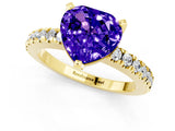 Yellow gold Heart Cut Solitaire Diamond with Pavé Band and Four-Prong Setting_1