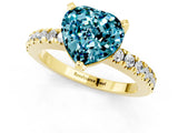 Yellow gold Heart Cut Solitaire Diamond with Pavé Band and Four-Prong Setting_1