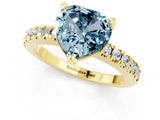 Yellow gold Heart Cut Solitaire Diamond with Pavé Band and Four-Prong Setting_1