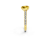 Yellow gold Heart Cut Solitaire Diamond with Pavé Band and Four-Prong Setting_2