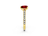 Yellow gold Heart Cut Solitaire Diamond with Pavé Band and Four-Prong Setting_2