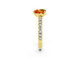 Yellow gold Heart Cut Solitaire Diamond with Pavé Band and Four-Prong Setting_2