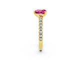 Yellow gold Heart Cut Solitaire Diamond with Pavé Band and Four-Prong Setting_2