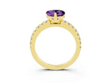 Yellow gold Heart Cut Solitaire Diamond with Pavé Band and Four-Prong Setting_3