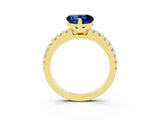 Yellow gold Heart Cut Solitaire Diamond with Pavé Band and Four-Prong Setting_3