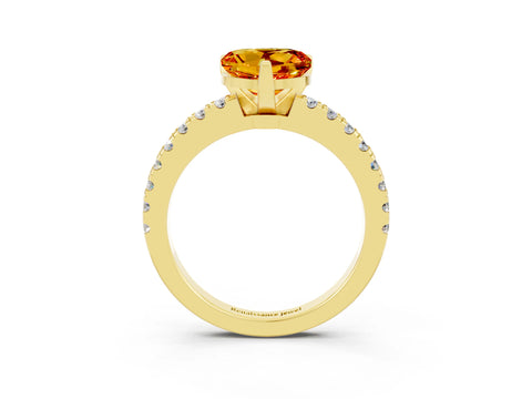 Yellow gold Heart Cut Solitaire Diamond with Pavé Band and Four-Prong Setting_3