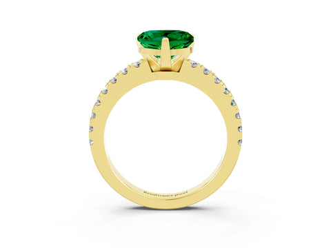 Yellow gold Heart Cut Solitaire Diamond with Pavé Band and Four-Prong Setting_3