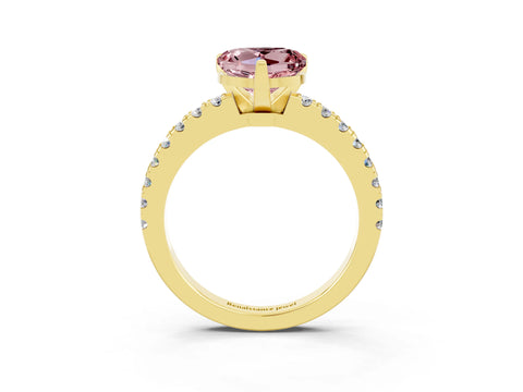 Yellow gold Heart Cut Solitaire Diamond with Pavé Band and Four-Prong Setting_3