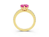 Yellow gold Heart Cut Solitaire Diamond with Pavé Band and Four-Prong Setting_3