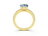 Yellow gold Heart Cut Solitaire Diamond with Pavé Band and Four-Prong Setting_3