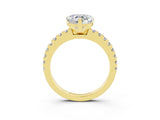 Yellow gold Heart Cut Solitaire Diamond with Pavé Band and Four-Prong Setting_3