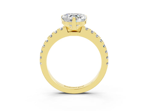 Yellow gold Heart Cut Solitaire Diamond with Pavé Band and Four-Prong Setting_3