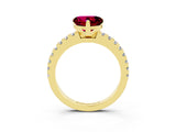 Yellow gold Heart Cut Solitaire Diamond with Pavé Band and Four-Prong Setting_3