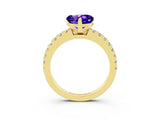 Yellow gold Heart Cut Solitaire Diamond with Pavé Band and Four-Prong Setting_3