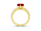 Yellow gold Heart Cut Solitaire Diamond with Pavé Band and Four-Prong Setting_3