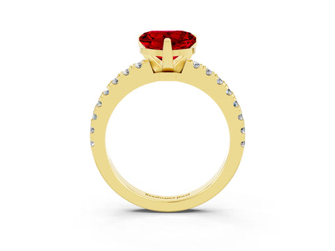 Yellow gold Heart Cut Solitaire Diamond with Pavé Band and Four-Prong Setting_3
