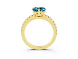 Yellow gold Heart Cut Solitaire Diamond with Pavé Band and Four-Prong Setting_3
