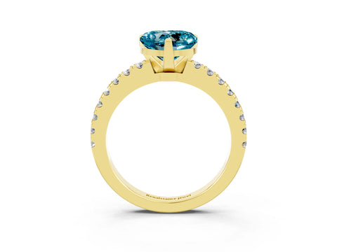 Yellow gold Heart Cut Solitaire Diamond with Pavé Band and Four-Prong Setting_3
