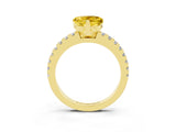 Yellow gold Heart Cut Solitaire Diamond with Pavé Band and Four-Prong Setting_3