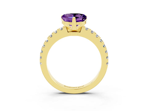Yellow gold Heart Cut Solitaire Diamond with Pavé Band and Four-Prong Setting_3