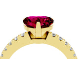 Yellow gold Heart Cut Solitaire Diamond with Pavé Band and Four-Prong Setting_4