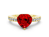 Yellow gold Heart Cut Solitaire Diamond with Pavé Band and Four-Prong Setting