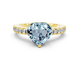 Yellow gold Heart Cut Solitaire Diamond with Pavé Band and Four-Prong Setting