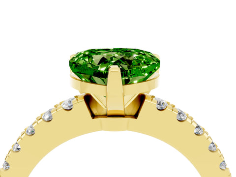 Yellow gold Heart Cut Solitaire Diamond with Pavé Band and Four-Prong Setting_4