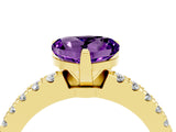 Yellow gold Heart Cut Solitaire Diamond with Pavé Band and Four-Prong Setting_4