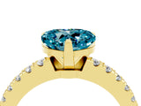 Yellow gold Heart Cut Solitaire Diamond with Pavé Band and Four-Prong Setting_4